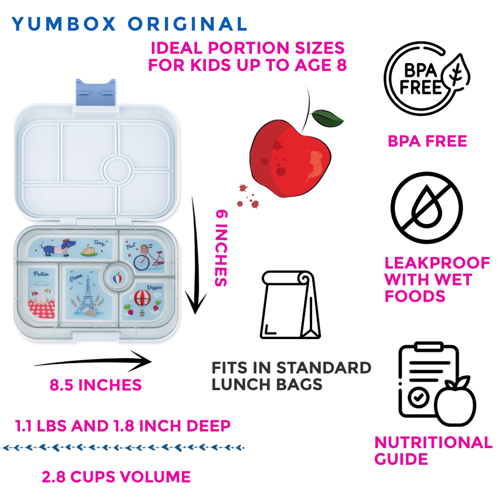 Yumbox Leakproof Bento Box For Kids - Hazy Gray With Paris Tray - The Mini Branch