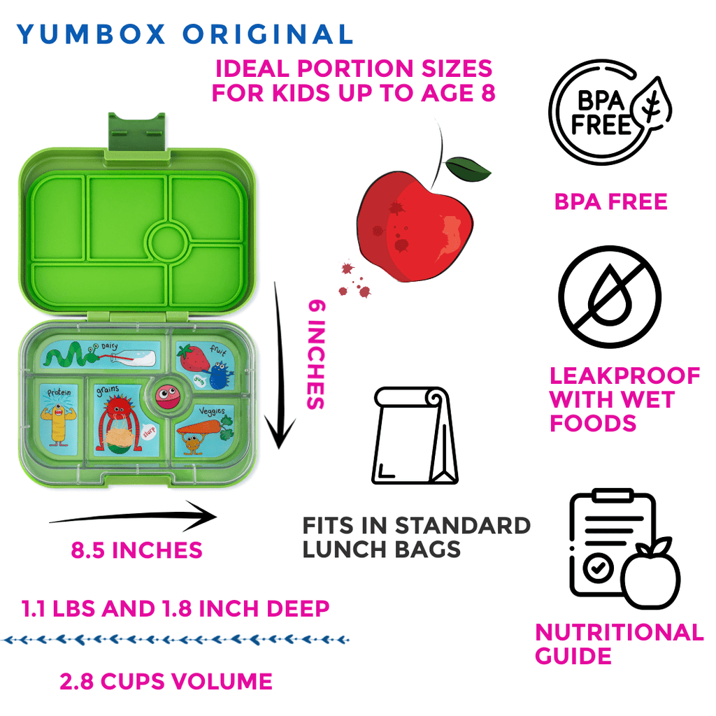 Yumbox Leakproof Bento Box For Kids - Matcha Green With Monster Tray - The Mini Branch