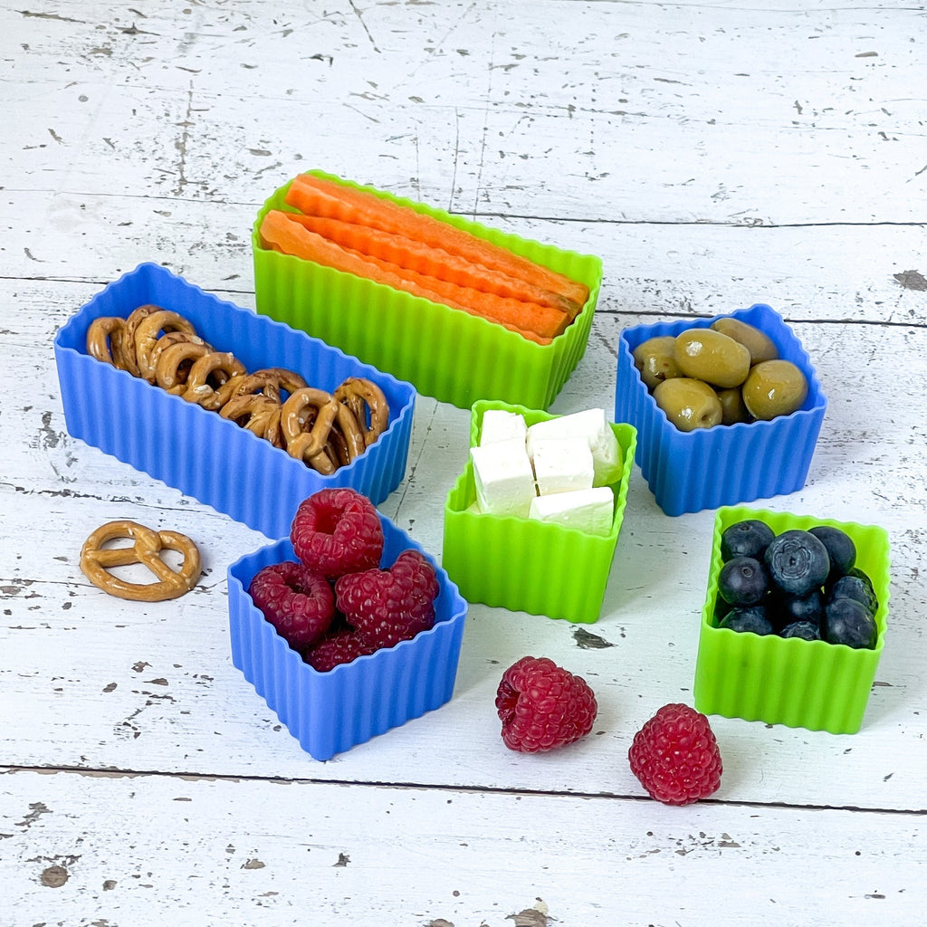 Yumbox Mini Silicone Bento Cup Set Of 6 - Green Blue - The Mini Branch