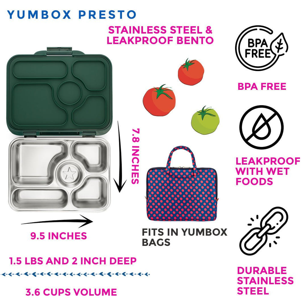 Yumbox Stainless Steel Leakproof Bento Box - Kale Green - The Mini Branch