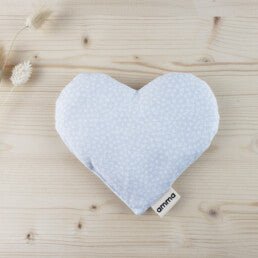 Amma Thérapie Organic Cotton Heart Comfort Cushion for Babies - Crosses -Grey - The Mini Branch