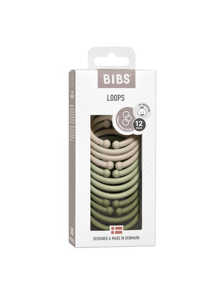 BIBS Loops 12 Pack Vanilla / Sage / Olive - Vanilla/Sage/Olive - The Mini Branch