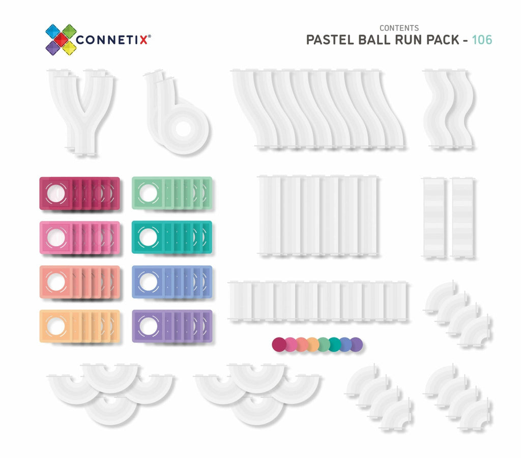 Connetix 106 Piece Pastel Ball Run Pack - The Mini Branch
