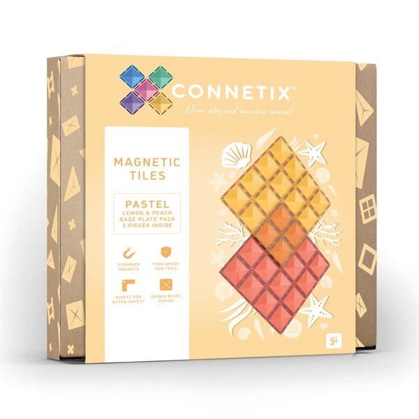 Connetix 2 Piece Base Plate Lemon & Peach Pack - The Mini Branch