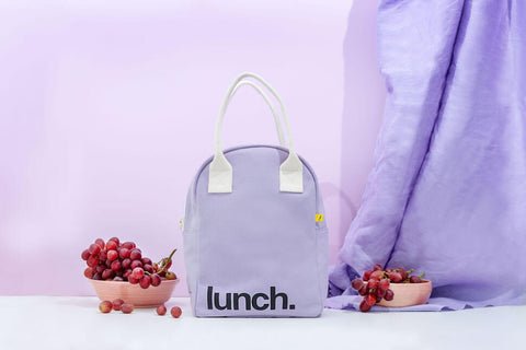 Fluf Zipper Lunch Bag - 'Lunch' Lavender - The Mini Branch
