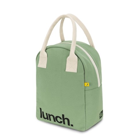 Fluf Zipper Lunch Bag - 'Lunch' Moss - The Mini Branch