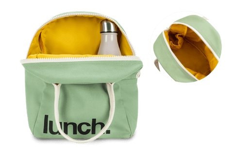 Fluf Zipper Lunch Bag - 'Lunch' Moss - The Mini Branch
