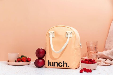 Fluf Zipper Lunch Bag - 'Lunch' Peach - The Mini Branch