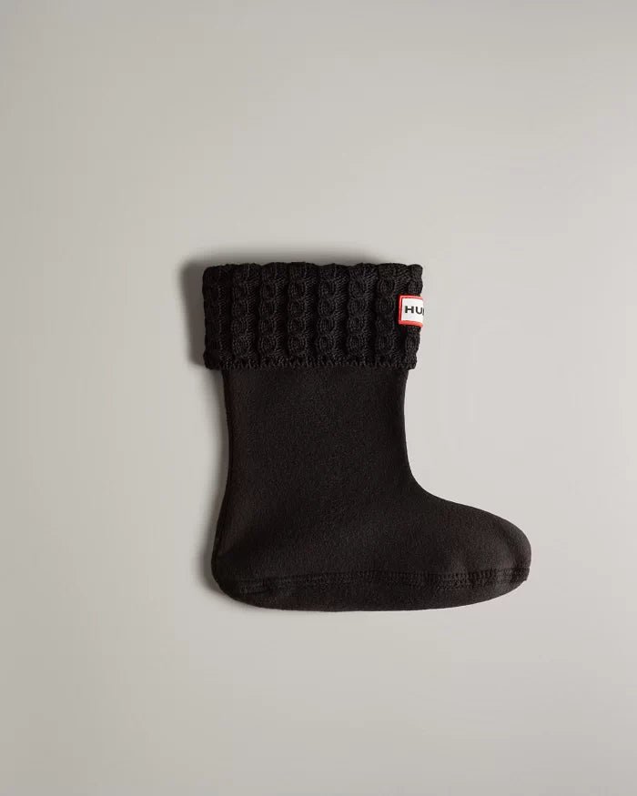 Hunter Kids Recycled Mini Cable Knitted Cuff Boot Socks - Black - The Mini Branch