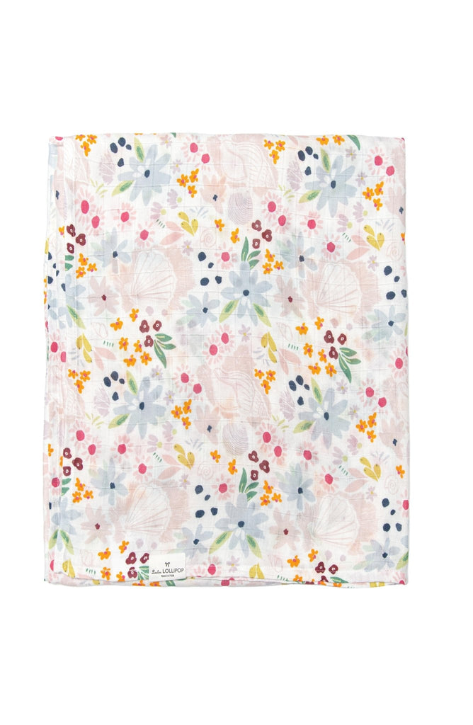 Loulou Lollipop Muslin Swaddle - Shell Floral - The Mini Branch