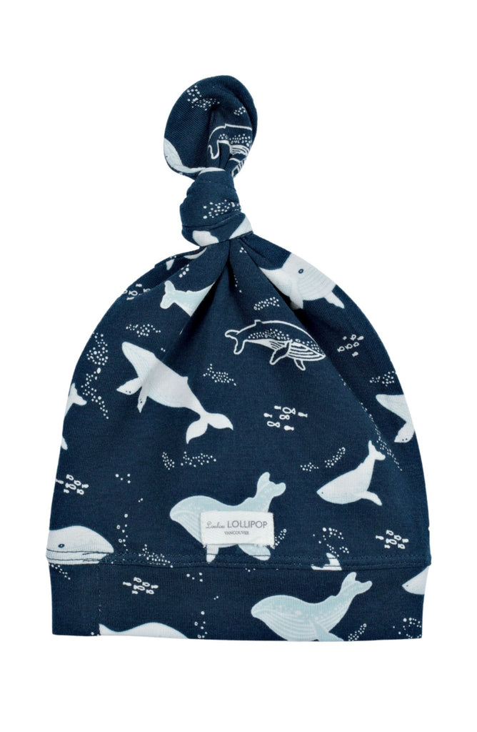 Loulou Lollipop Top Knot Beanie - Whales - The Mini Branch