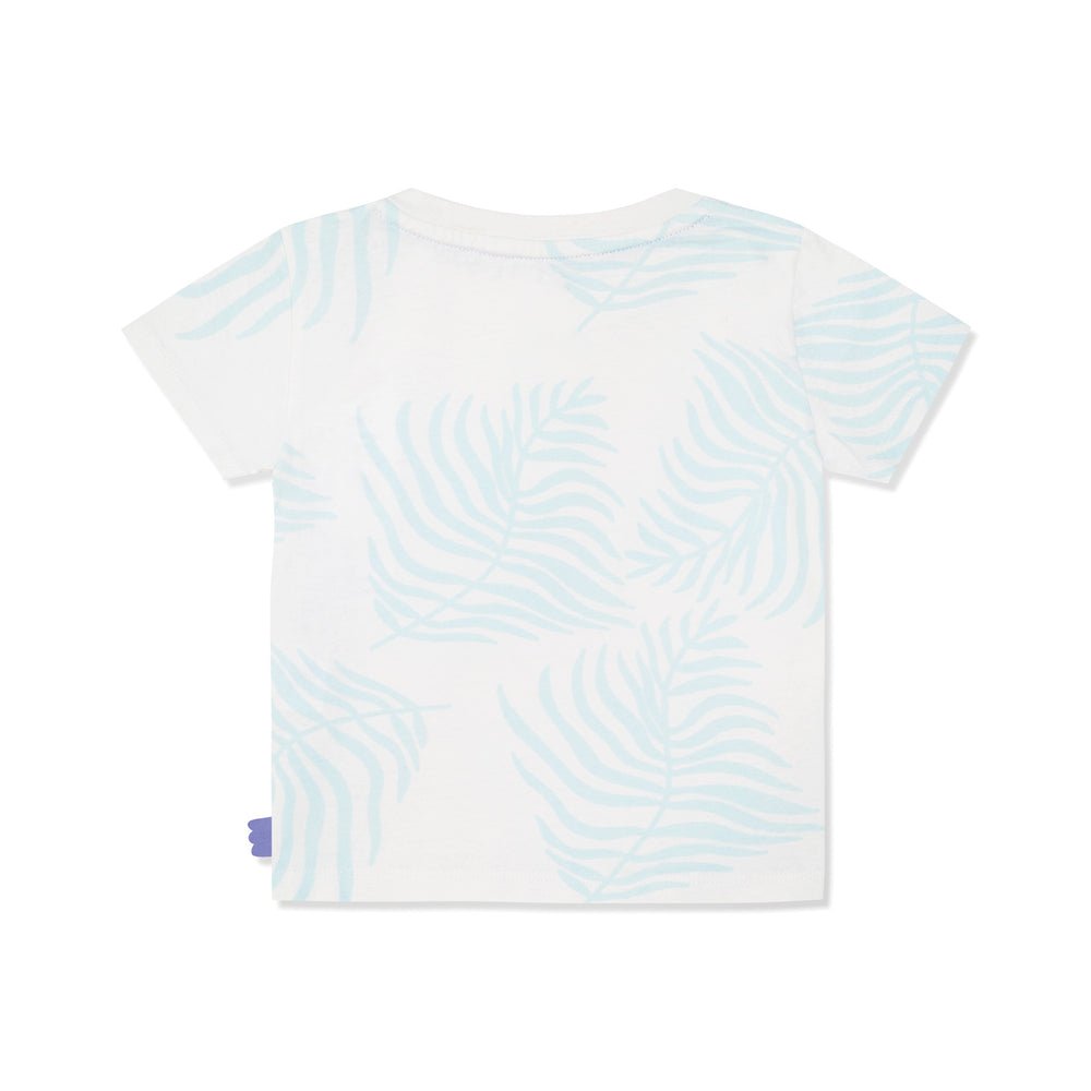 Mon Coeur Palm Leaf Baby T-Shirt - Natural/Sterling Blue Print - The Mini Branch