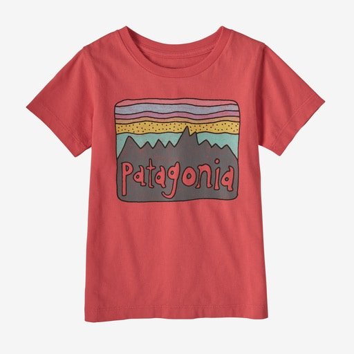 Patagonia Baby Regenerative Organic Certified Cotton Fitz Roy Skies T-Shirt - Coral - The Mini Branch