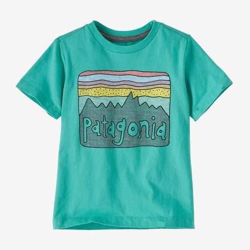 Patagonia Baby Regenerative Organic Certified Cotton Fitz Roy Skies T-Shirt - Fresh Teal - The Mini Branch