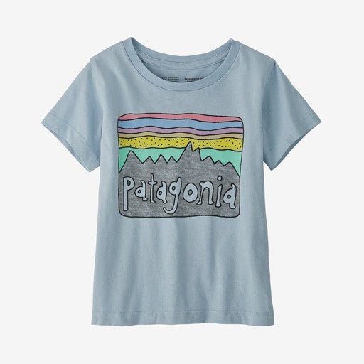 Patagonia Baby Regenerative Organic Certified Cotton Fitz Roy Skies T-Shirt - Steam Blue - The Mini Branch