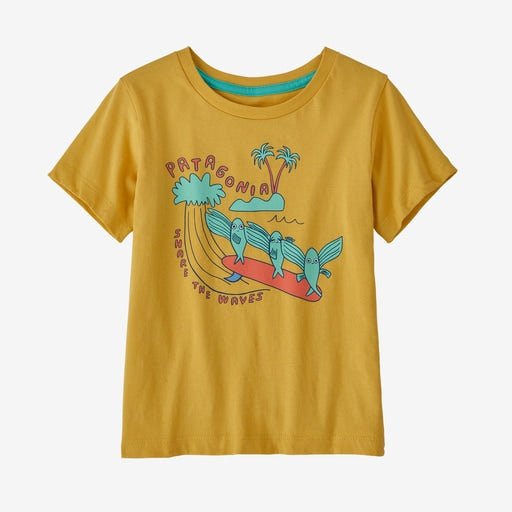 Patagonia Baby Regenerative Organic Certified Cotton Graphic T-Shirt - Plank Party: Surfboard Yellow - The Mini Branch
