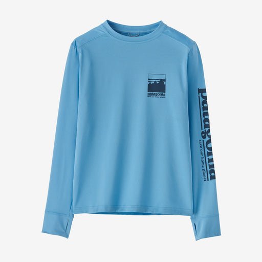 Patagonia Kid's L/S Cap SW T-Shirt - Alpine Icon: Lago Blue - The Mini Branch