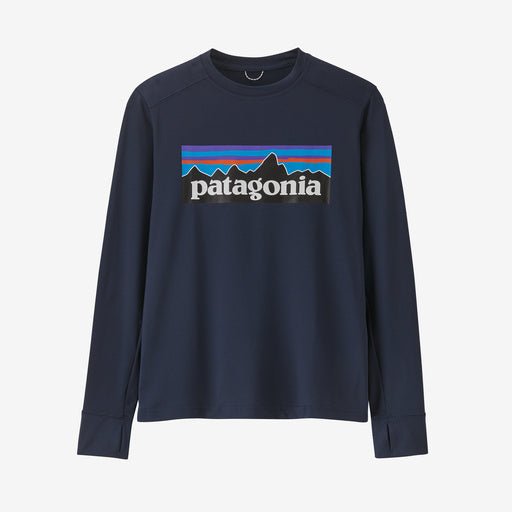 Patagonia Kid's L/S Cap SW T-Shirt - P-6 Logo: New Navy - The Mini Branch