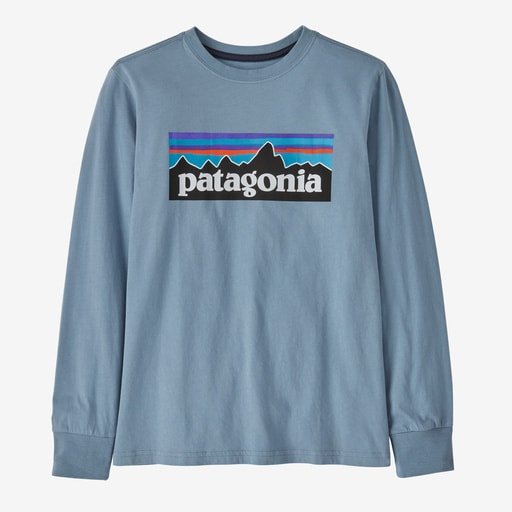 Patagonia Kid's L/S Regenerative Organic Certified Cotton Graphic T-Shirt - P-6 Logo: Light Plume Grey - The Mini Branch