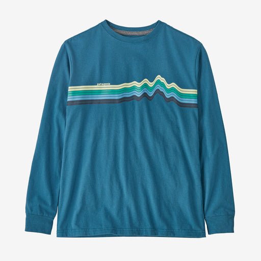 Patagonia Kid's L/S Regenerative Organic Certified Cotton Graphic T-Shirt - Ridge Rise Stripe: Wavy Blue - The Mini Branch