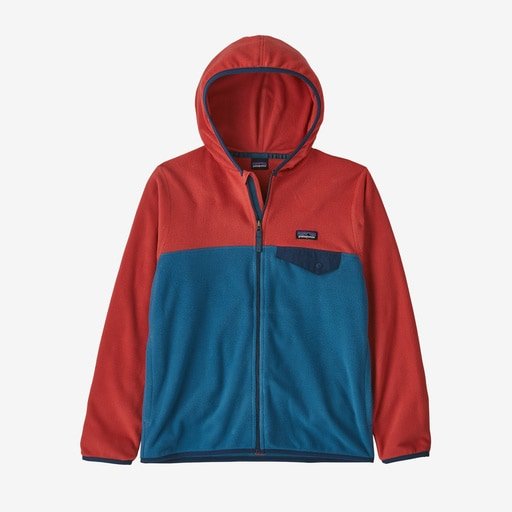 Patagonia Kid's Micro D Snap-T Jacket - Wavy Blue w/Sumac Red - The Mini Branch