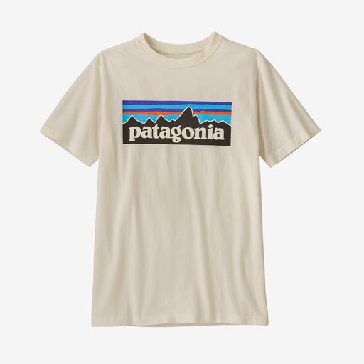 Patagonia Kid's Regenerative Organic Certified Cotton P-6 Logo T-Shirt - Undyed Natural - The Mini Branch