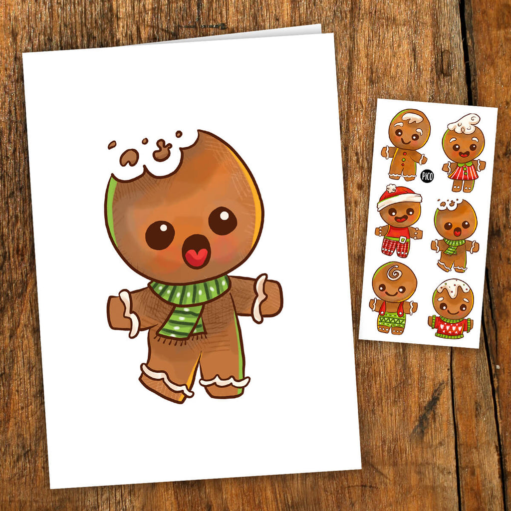 PiCO Greeting Cards with Tattoos - Gingerbread - The Mini Branch