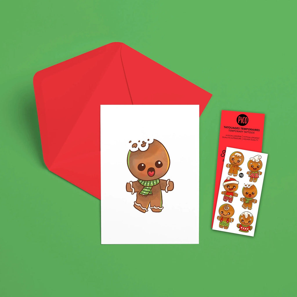 PiCO Greeting Cards with Tattoos - Gingerbread - The Mini Branch