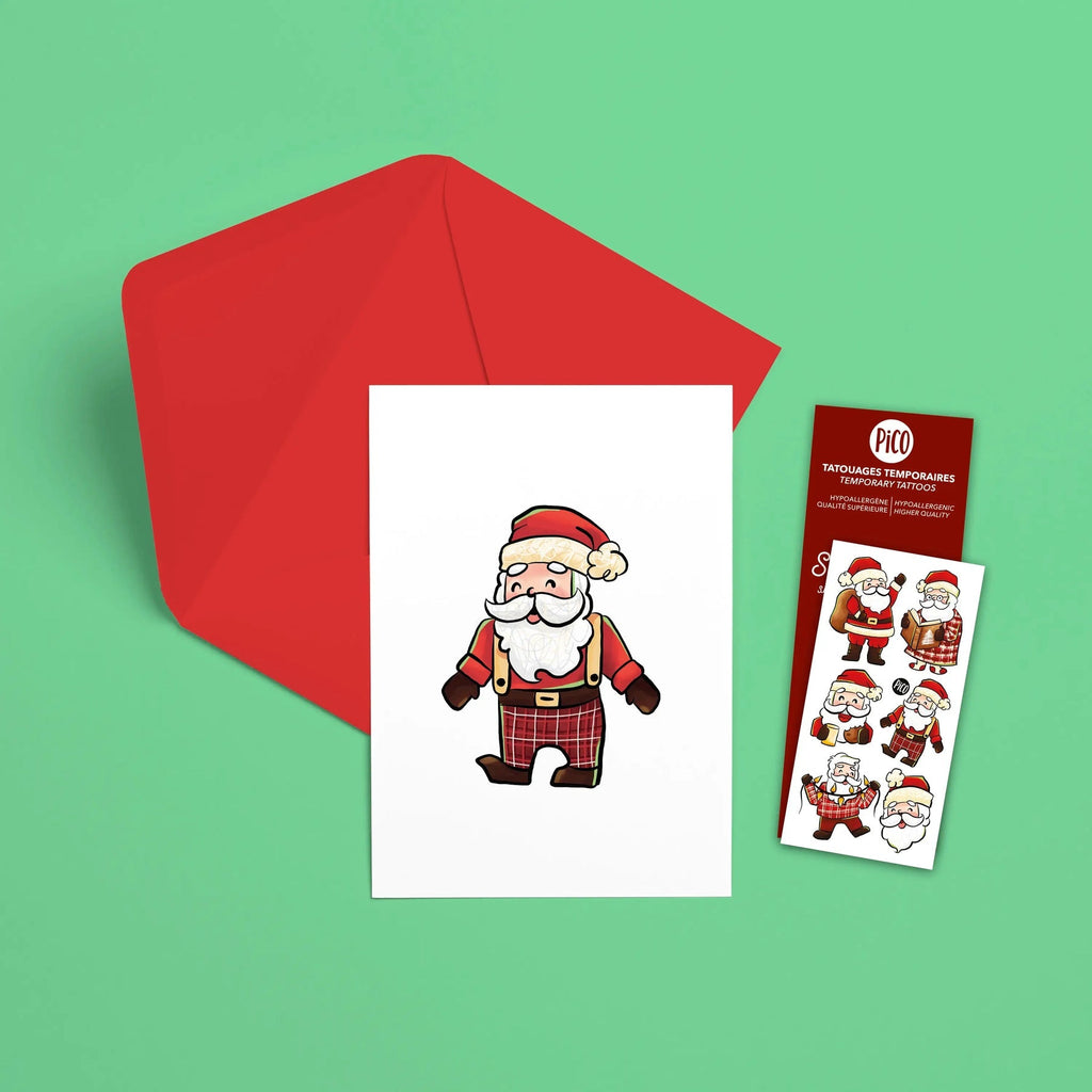 PiCO Greeting Cards with Tattoos - Santa Claus in pajamas - The Mini Branch
