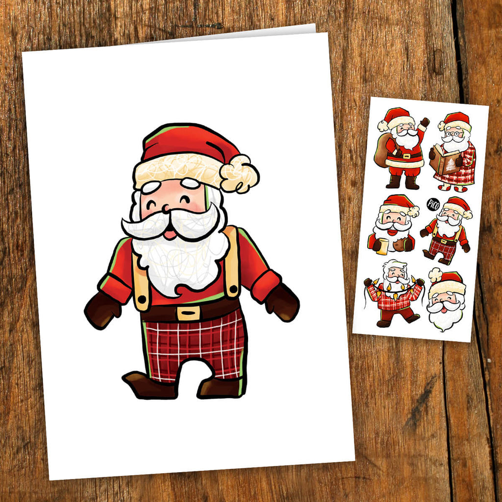 PiCO Greeting Cards with Tattoos - Santa Claus in pajamas - The Mini Branch