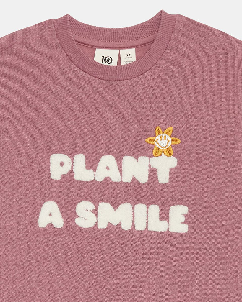 Tentree Kids Plant A Smile Crew - Dusky Orchid/Cloud White - The Mini Branch