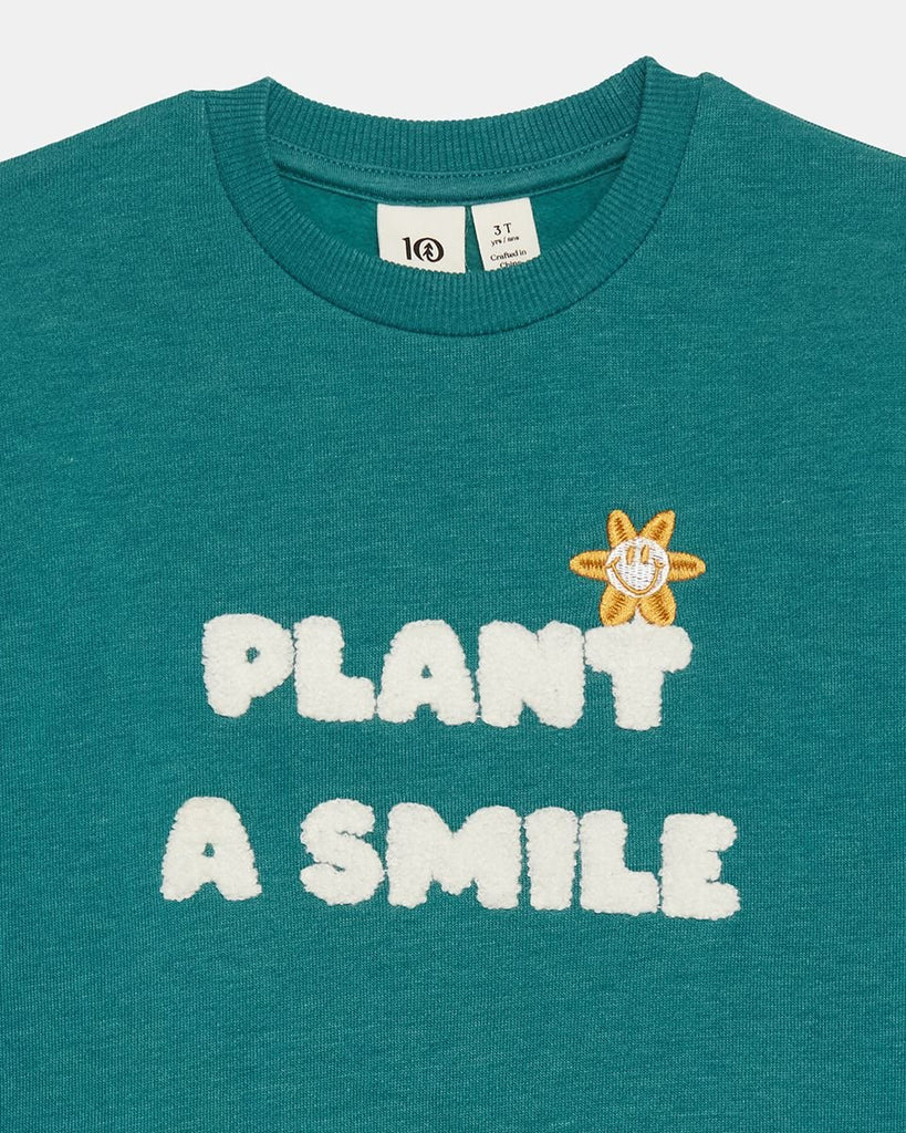 Tentree Kids Plant A Smile Crew - North Sea/Cloud White - The Mini Branch